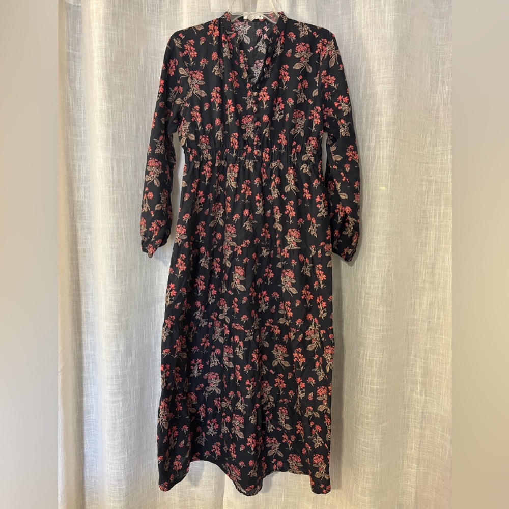 Farmhouse Floral Black and Red Maxi Dress
